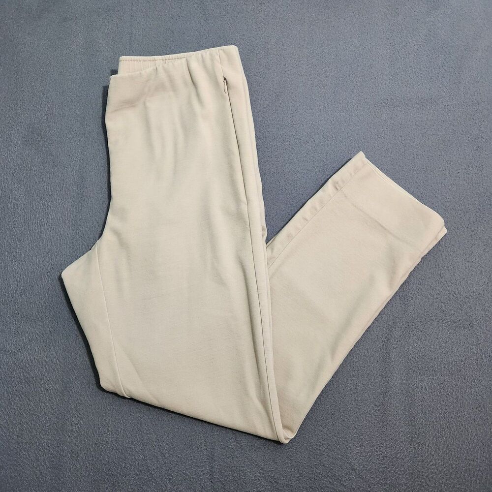 J. Jill Essential Women 10 Tan Mid Rise Cotton Stretch Elastic Waist Pants